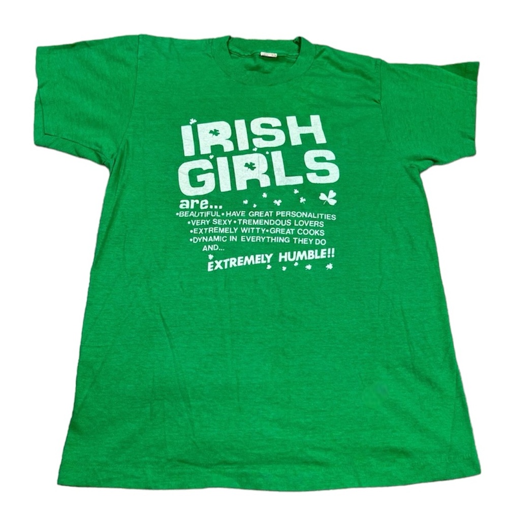 Med Vintage Green White Irish Girls Are Single Stitch T Shirt St Patrick’s‎ Day
